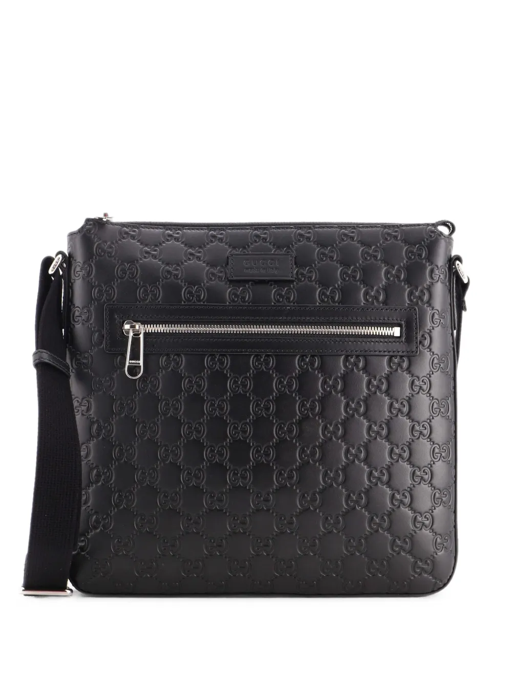 Gucci Pre-Owned Signature Zip Messenger Bag Guccissima Leather Medium crossbody bag - Nero