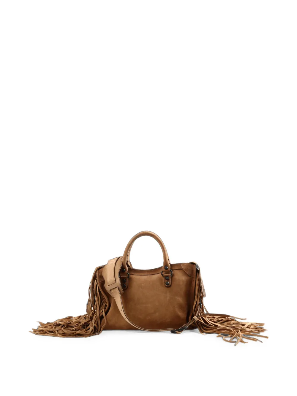 Balenciaga Kleine Le City shopper met franje Bruin