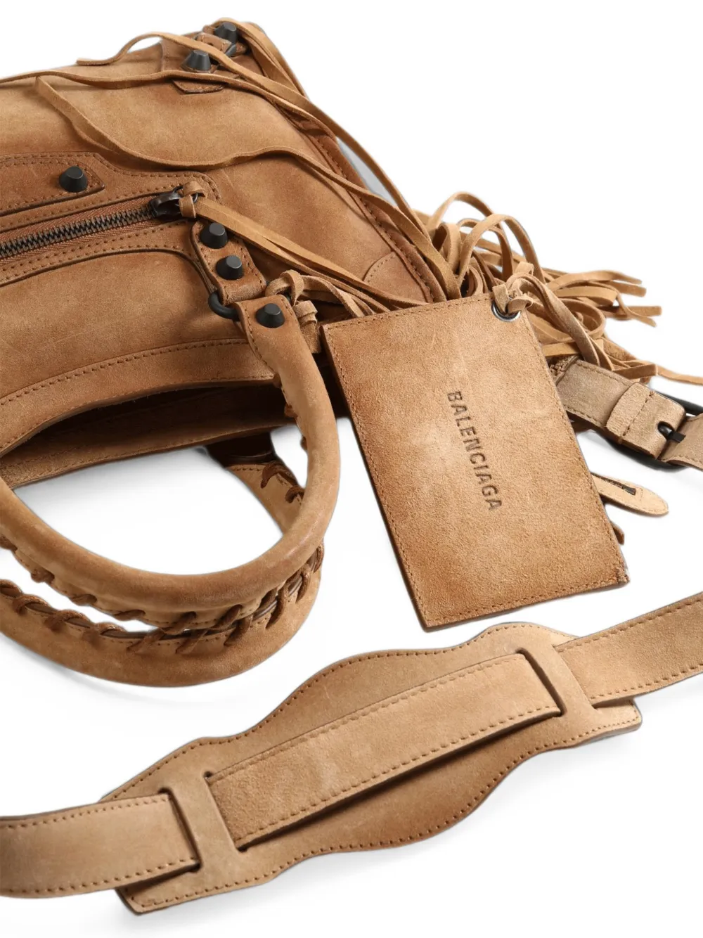 Balenciaga Kleine Le City shopper met franje Bruin