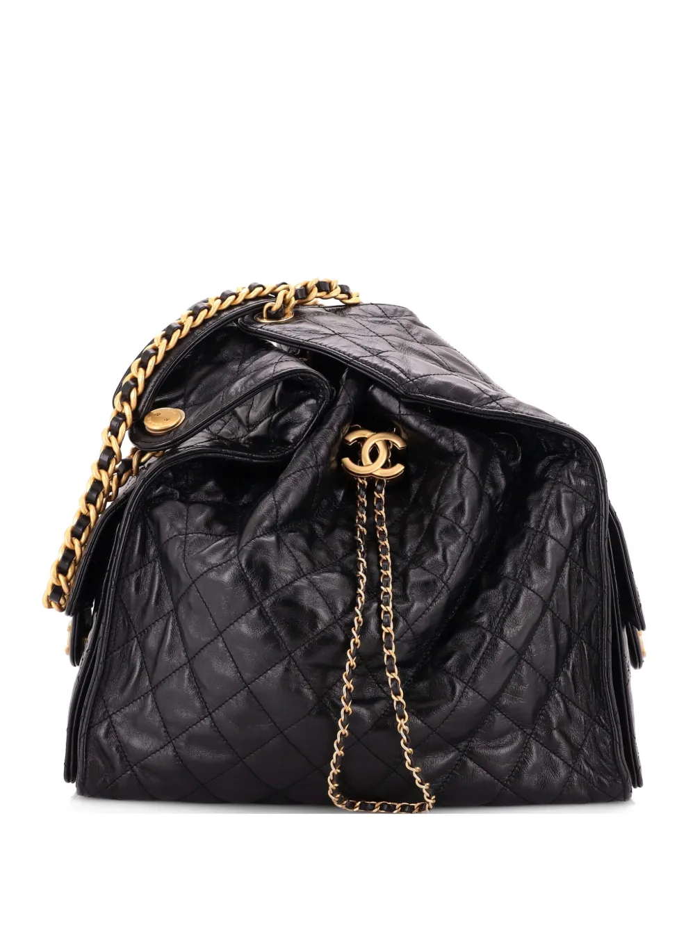 CHANEL Pre-Owned 25 Quilted Shiny Crumpled Calfskin Medium hobo bag - Nero