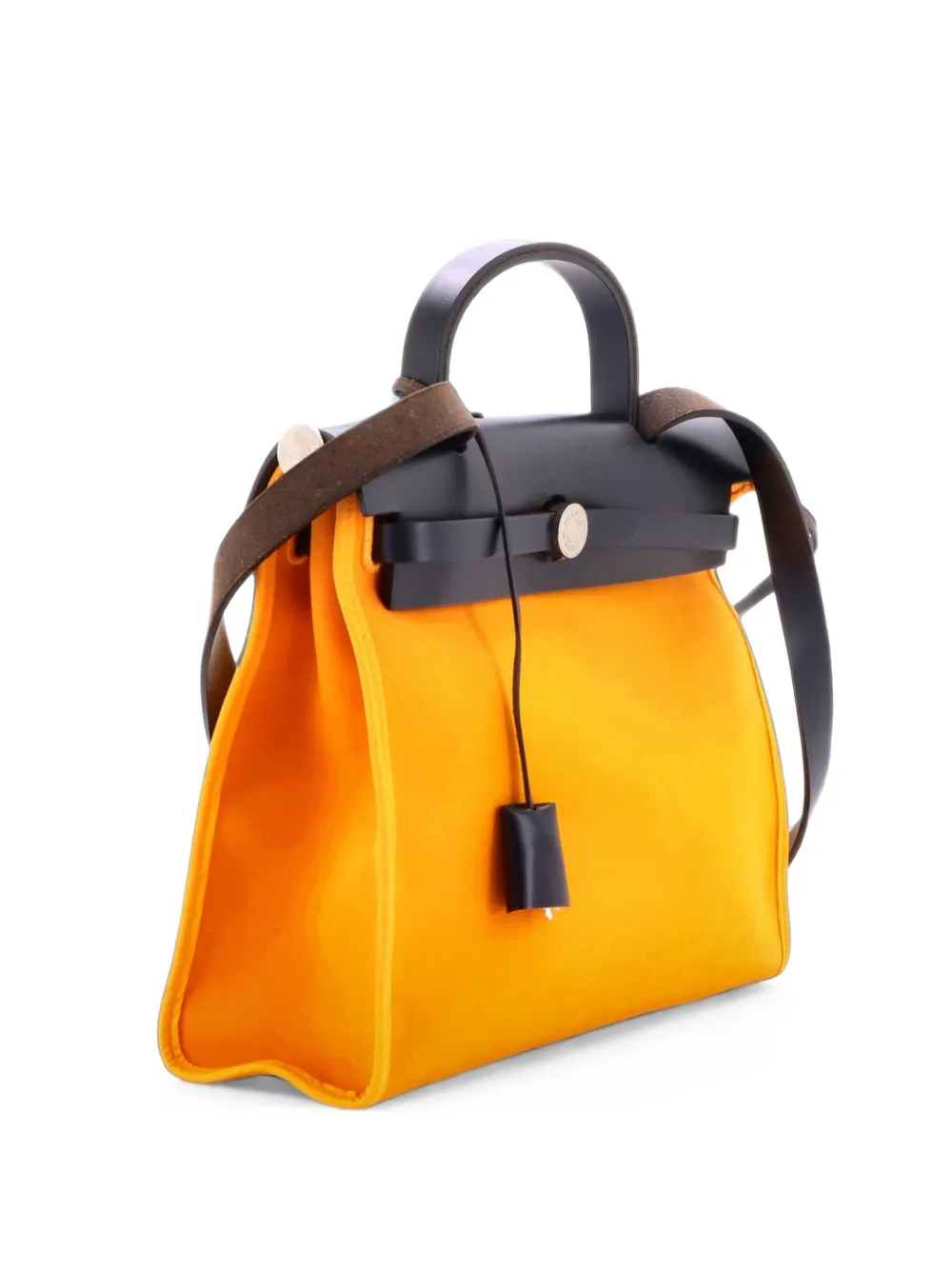 Hermès Pre-Owned Herbag Zip Leather and Toile Schultertasche 31cm - Gelb