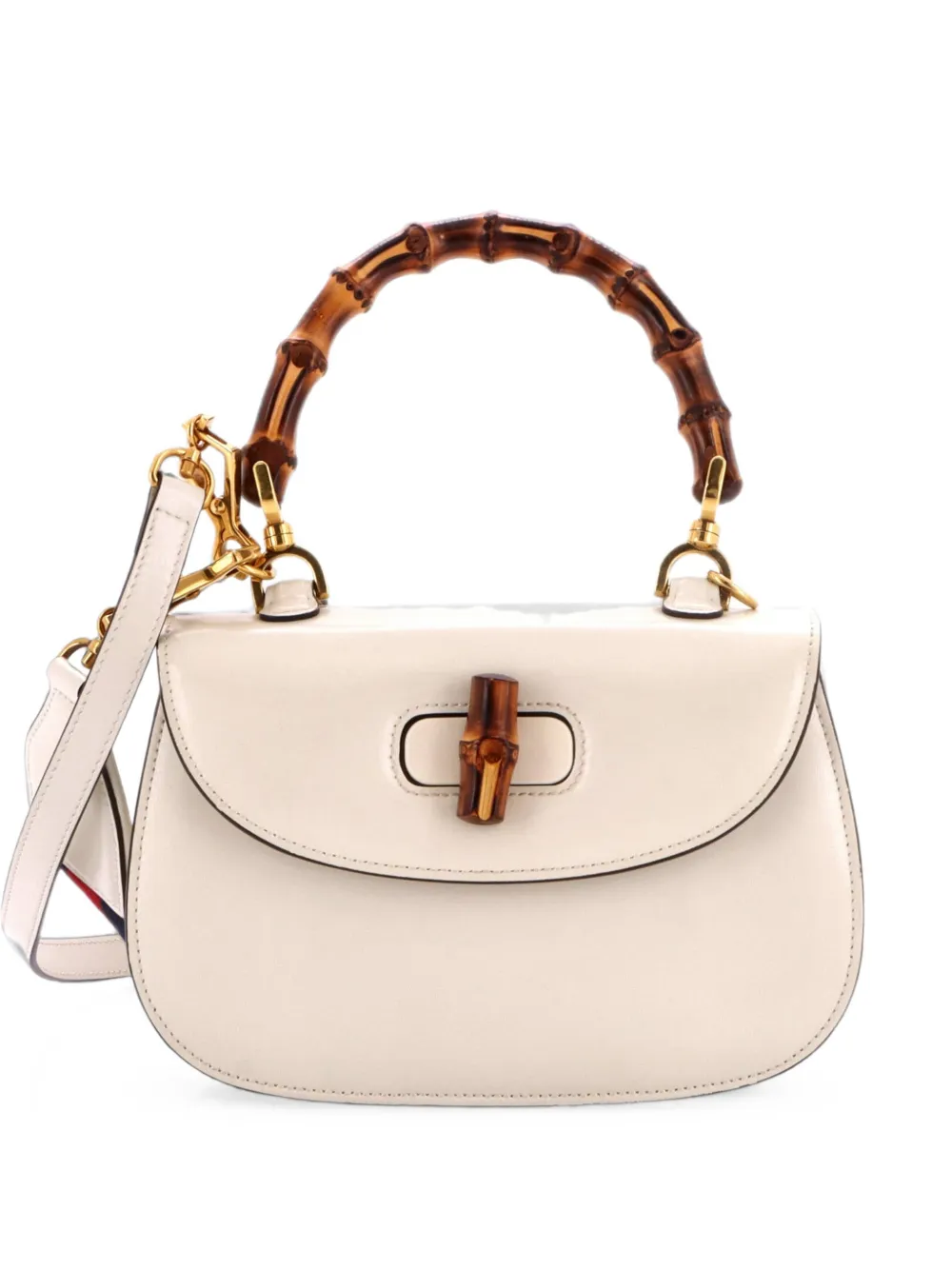 Gucci Pre-Owned Borsa a tracolla Daily 1947 piccola in pelle con manico in bambù - Bianco