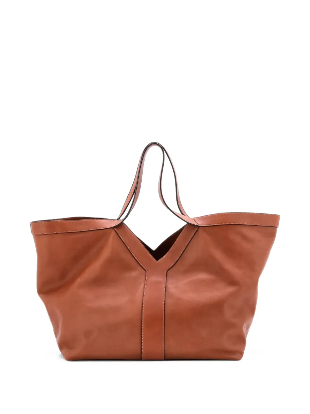 Saint Laurent Pre-Owned Borsa tote Y media in pelle - Marrone