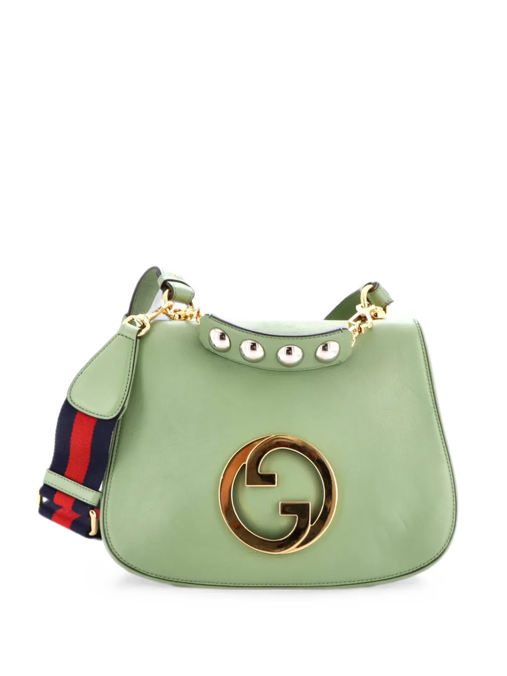 Gucci Pre-Owned Web Blondie Flap Bag Leather Medium shoulder bag - Verde