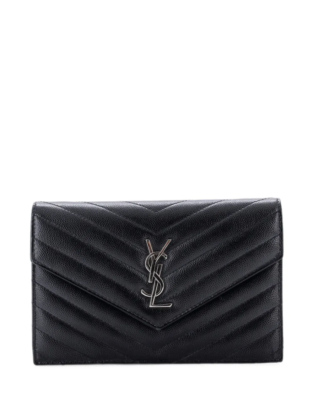 Saint Laurent Pre-Owned Classic Monogram Wallet on Chain Matelasse Chevron Leather Small crossbody bag - Nero