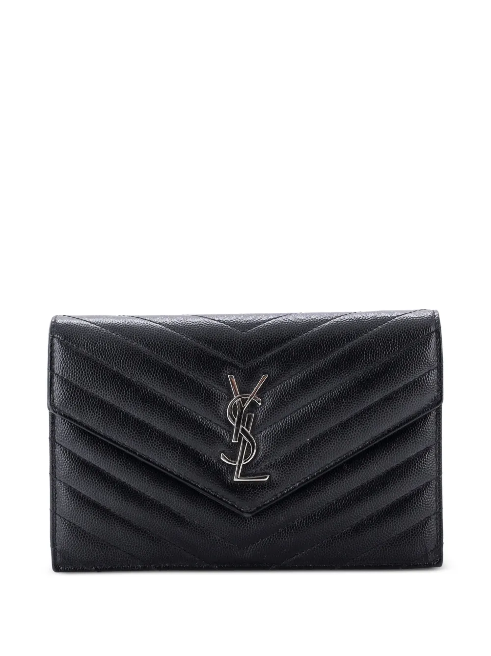 Saint Laurent Pre-Owned Classic Monogram Wallet on Chain Matelasse Chevron Leather Small crossbody bag - Nero