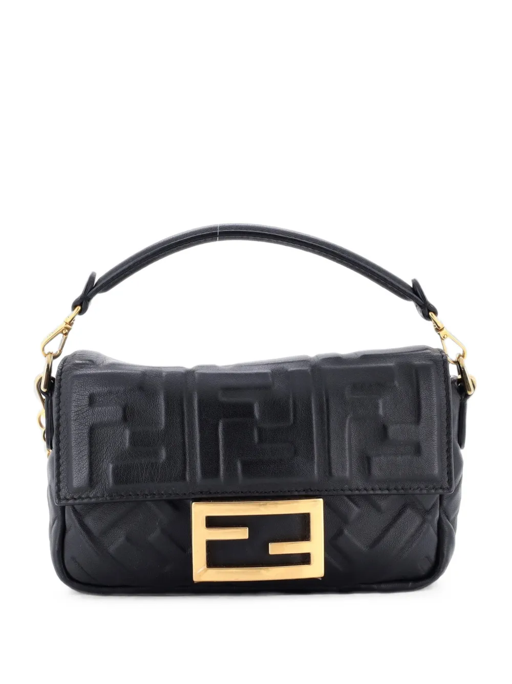 Fendi Pre-Owned Baguette NM Bag Zucca Embossed Leather Mini crossbody bag - Schwarz