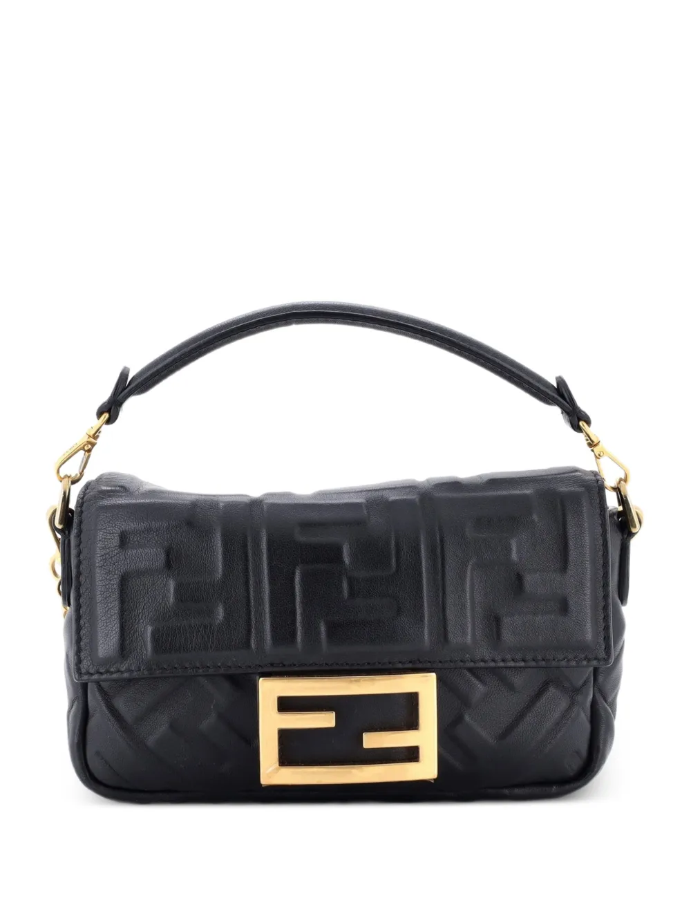 Fendi Pre-Owned Baguette NM Bag Zucca Embossed Leather Mini crossbody bag - Nero
