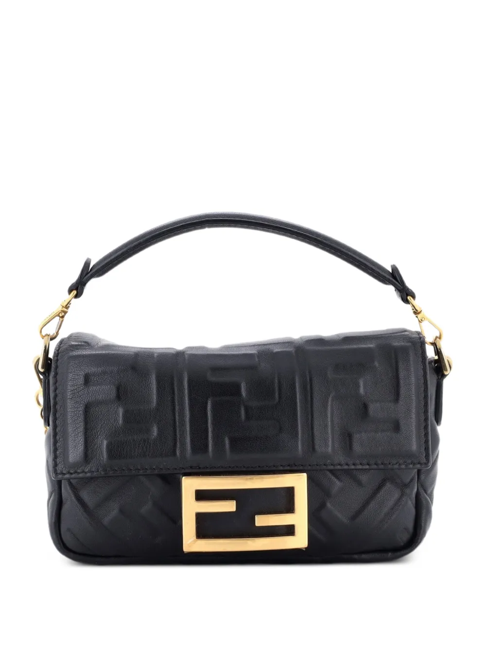 Fendi Pre-Owned Baguette NM Bag Zucca Embossed Leather Mini crossbody bag - Schwarz