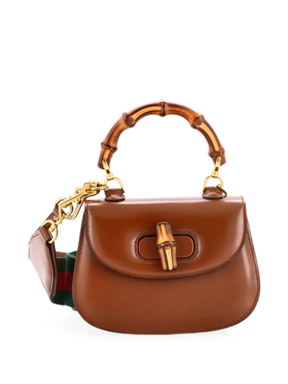 Gucci Pre-Owned Bamboo 1947 Top Handle Bag Leather Mini shoulder bag - Marrone