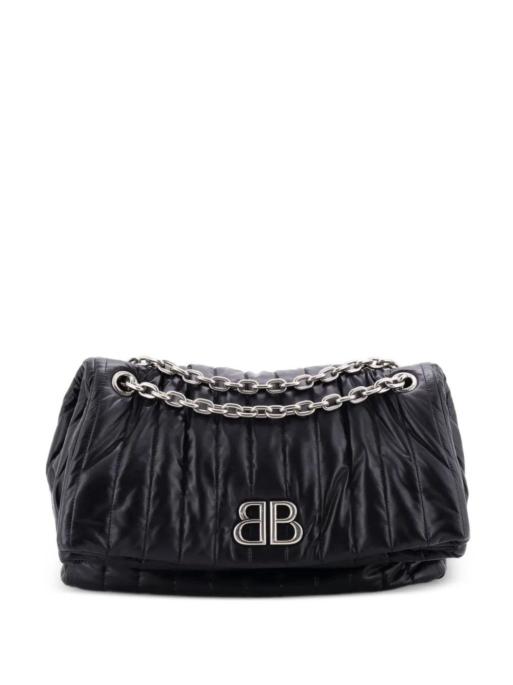 Balenciaga Pre-Owned Borsa a spalla Monaco media in pelle con battente e catena - Nero