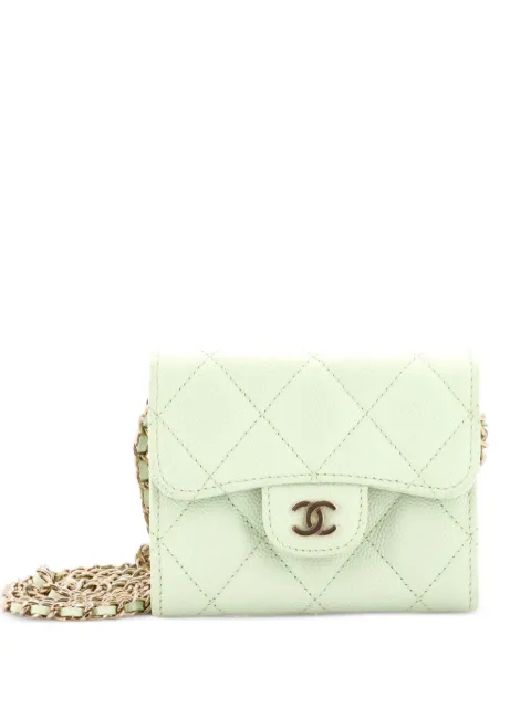 CHANEL Pre-Owned Classic Flap Card Holder on Chain Quilted Caviar Mini clutch bag