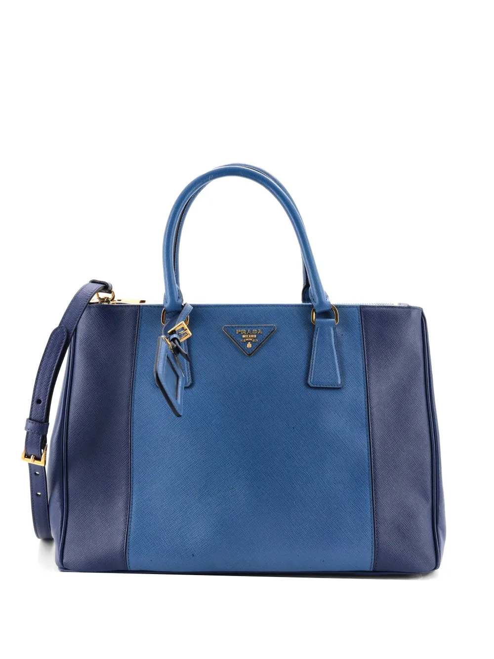 Prada Pre-Owned Bicolor Double Zip Lux Saffiano Leather Medium tote bag - Blu