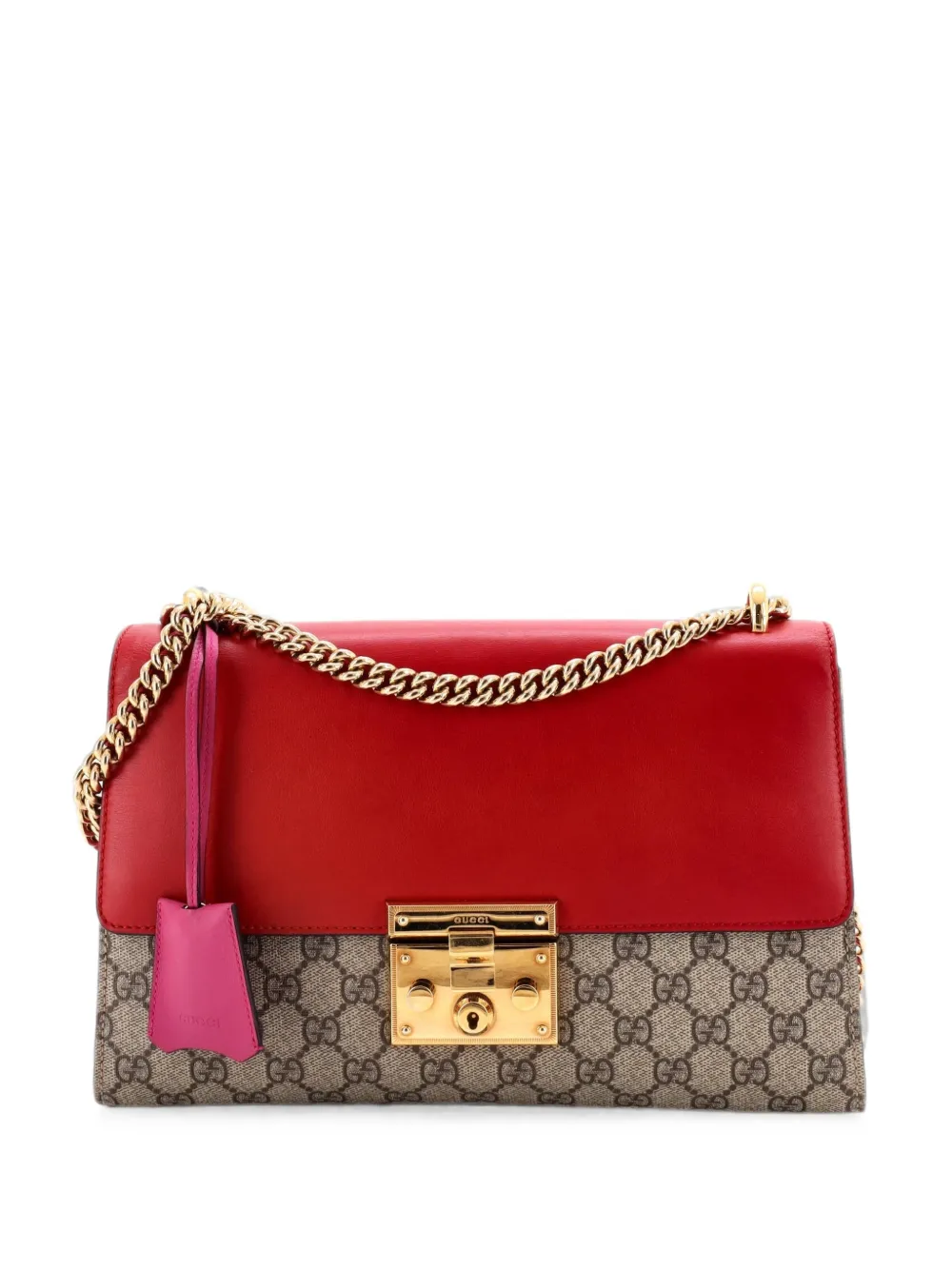 Gucci Pre-Owned Padlock GG Coated Canvas and Leather Medium shoulder bag - Rosso