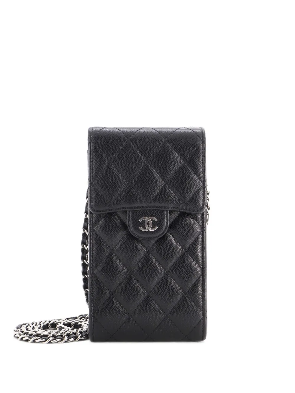 CHANEL Pre-Owned CC Flap Phone Holder Crossbody Bag Quilted Caviar clutch bag - Nero