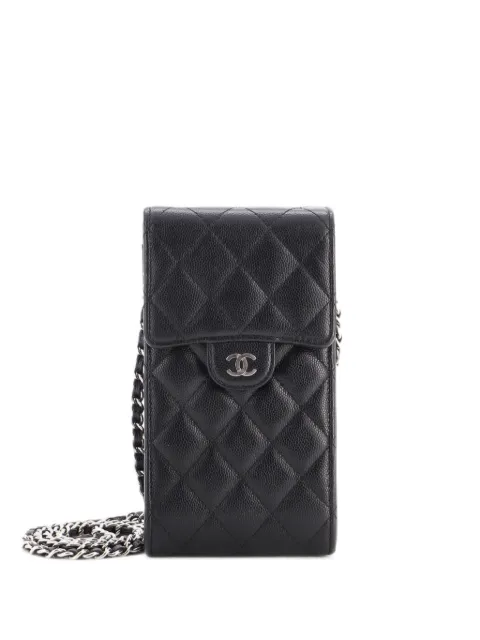 CHANEL Pre-Owned CC Flap Phone Holder Crossbody Bag Quilted Caviar clutch bag