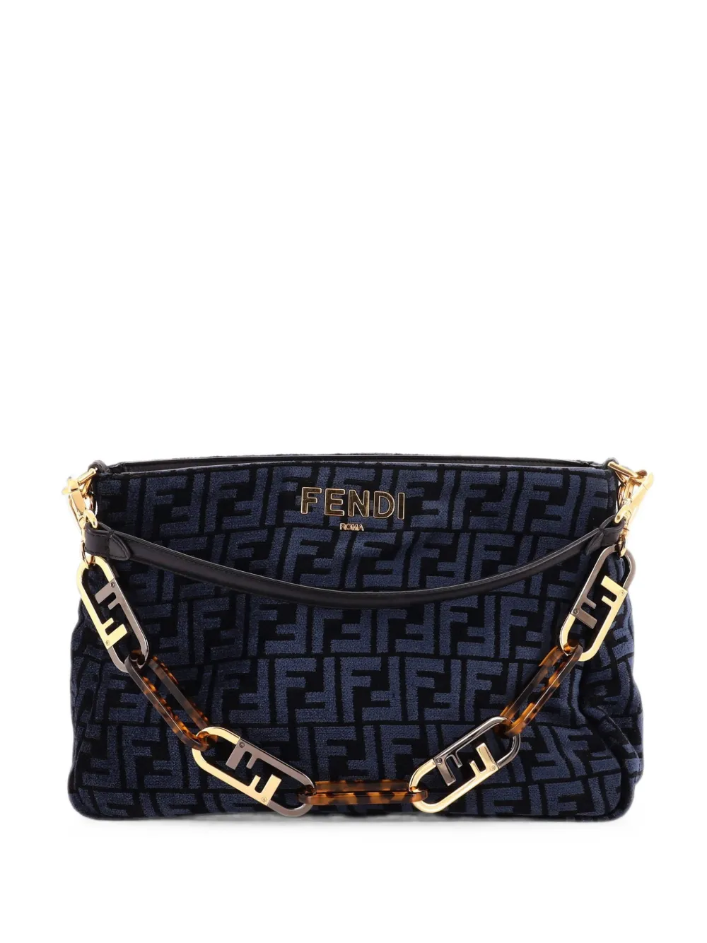 Fendi Pre-Owned Borsa a spalla O'Lock in ciniglia con zip e motivo Zucca - Blu