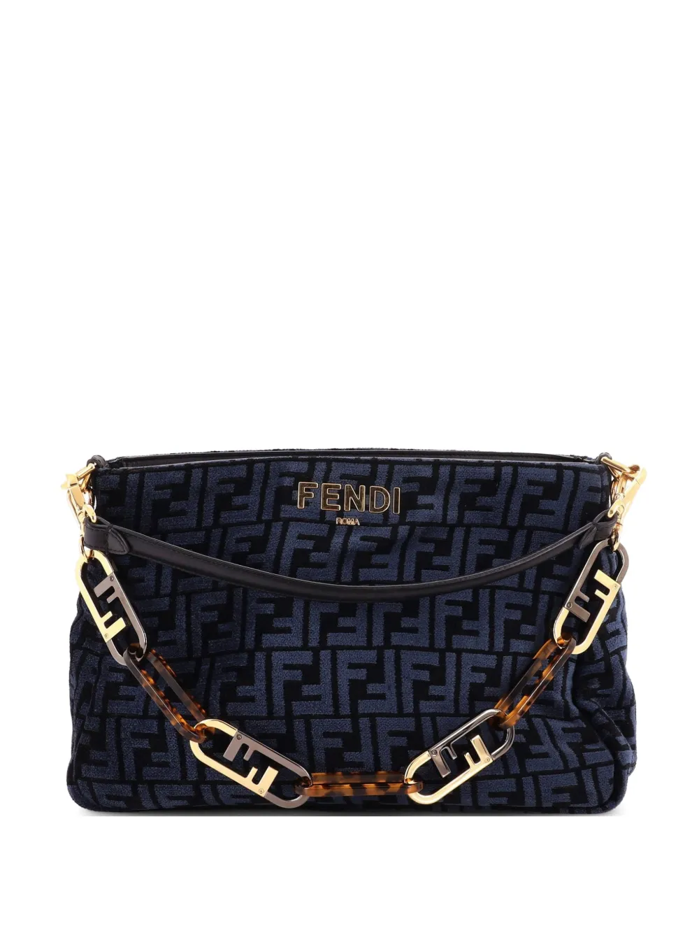 Fendi Pre-Owned Borsa a spalla O'Lock in ciniglia con zip e motivo Zucca - Blu