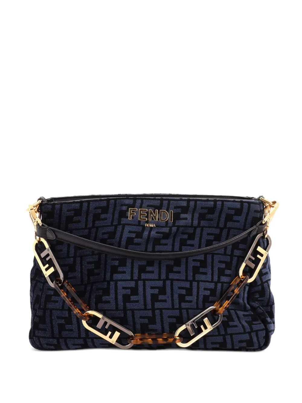 Fendi Pre-Owned Borsa a spalla O'Lock in ciniglia con zip e motivo Zucca - Blu