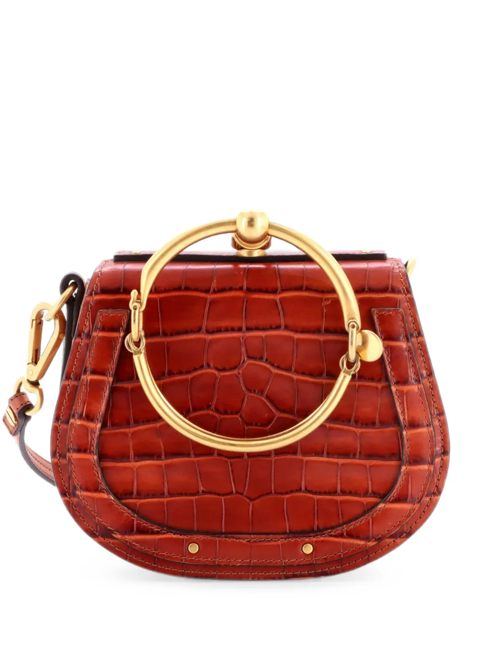 Chloé Pre-Owned Kleine Babylone Umhängetasche mit Kroko-Effekt - Braun