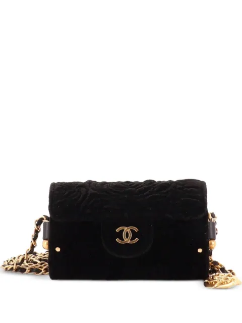 CHANEL Pre-Owned CC Barrel Chain Crossbody Bag Camellia Velvet Small belt bag