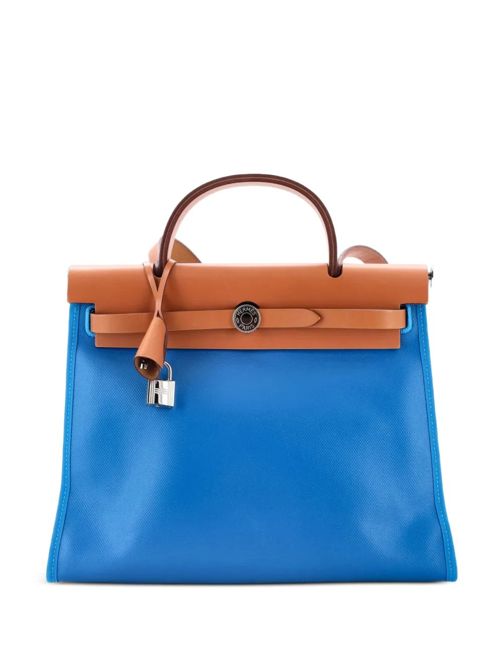 Hermès Pre-Owned Herbag Zip Berline Vache Canvas and Leather 31 shoulder bag - Blu