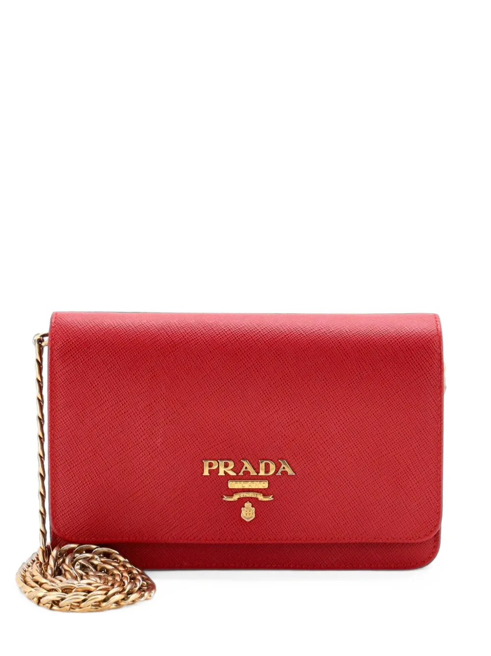 Prada Pre-Owned Borsa a tracolla in pelle Saffiano con catena - Rosso
