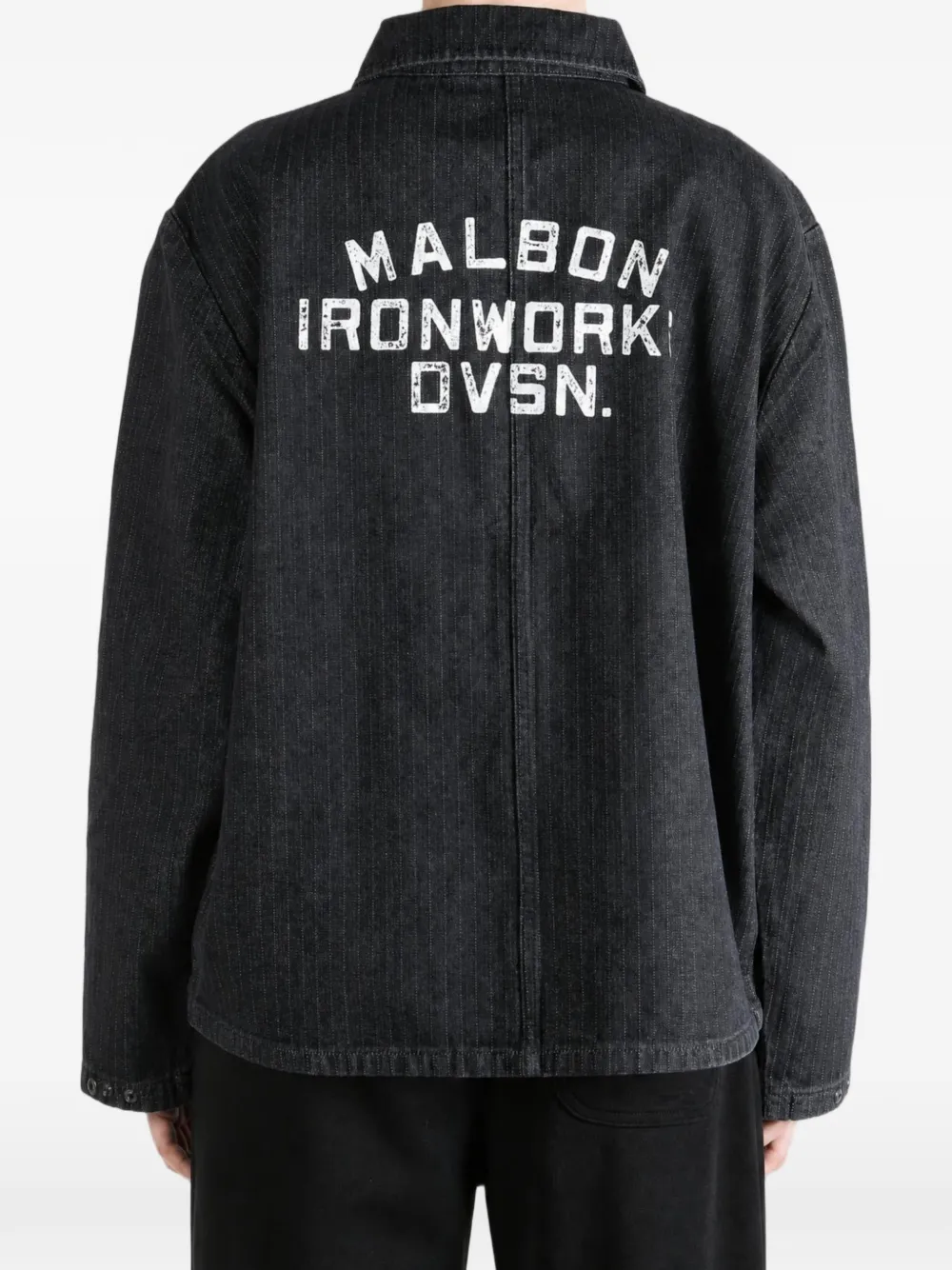 Malbon Golf Foreman denim jack met krijtstreep en stonewashed-effect Zwart