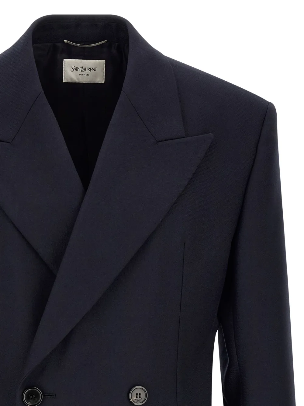 Saint Laurent double-breasted jacket in felted wool gabardine Blauw