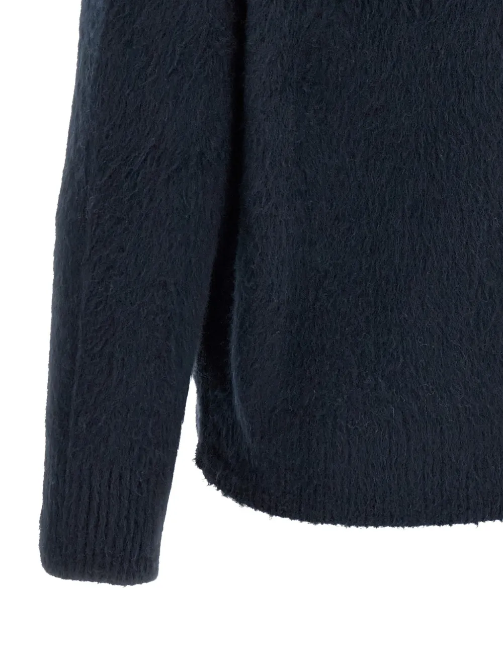 Roberto Collina Trui met ronde hals en gaasafwerking Blauw