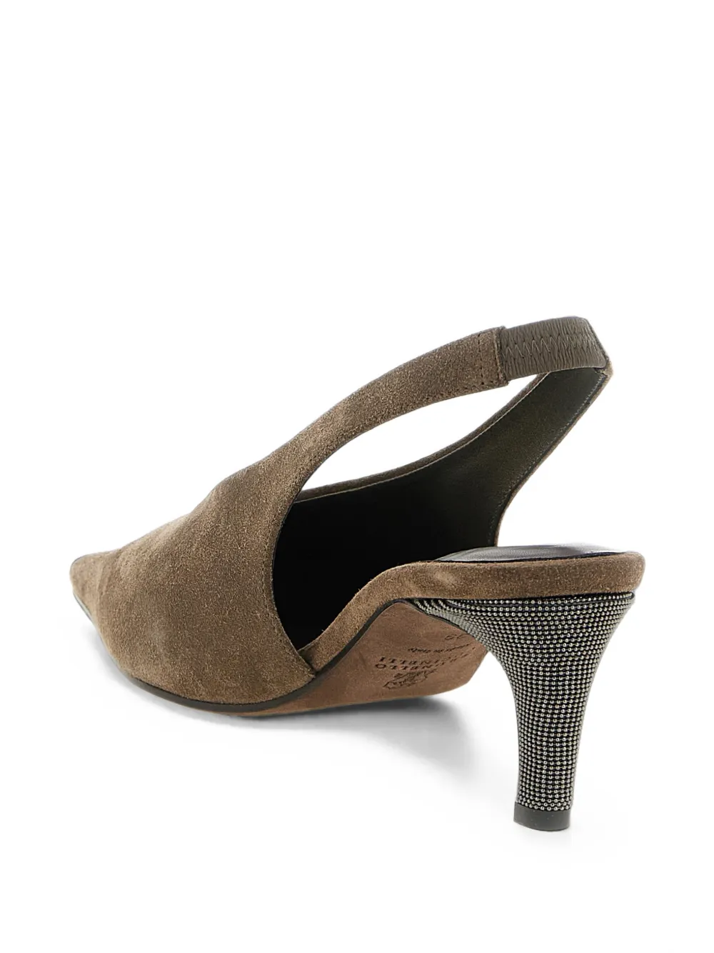 Brunello Cucinelli suede City slingbacks with precious heel Bruin