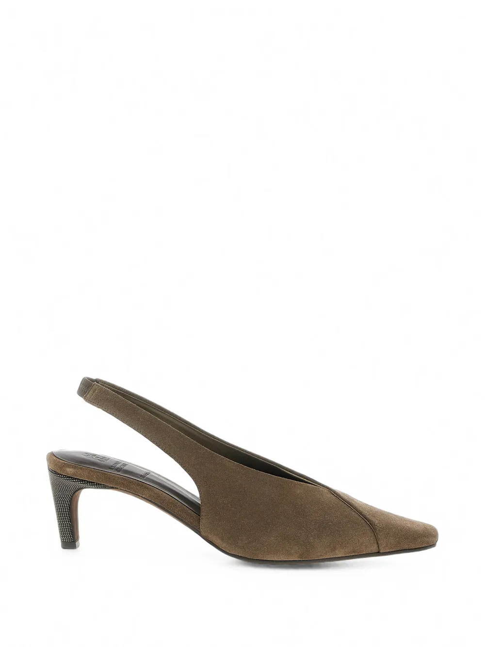 Brunello Cucinelli suede City slingbacks with precious heel Bruin