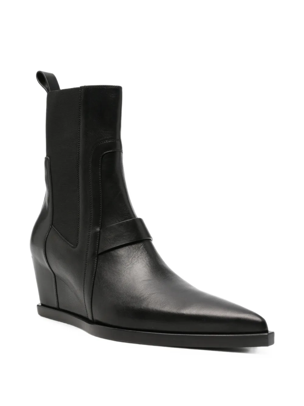 Rick Owens wedge-heel pointed-toe boots Zwart