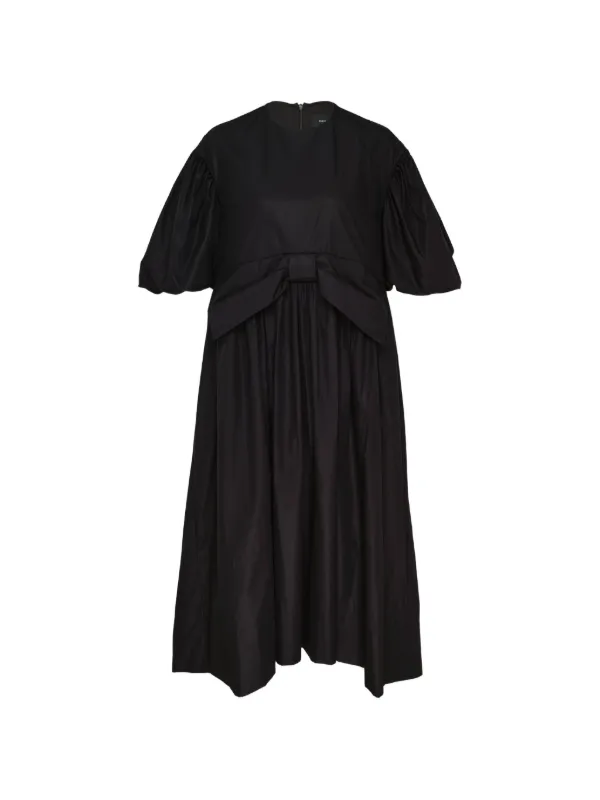 Simone Rocha Bow-detail Puff-sleeve Midi Dress in Black