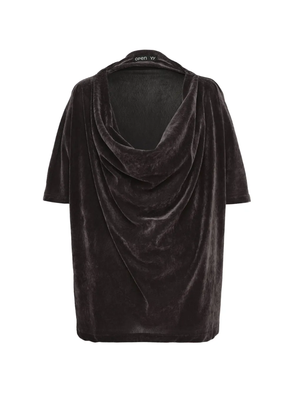 Open YY velvet cowl-neck T-shirt