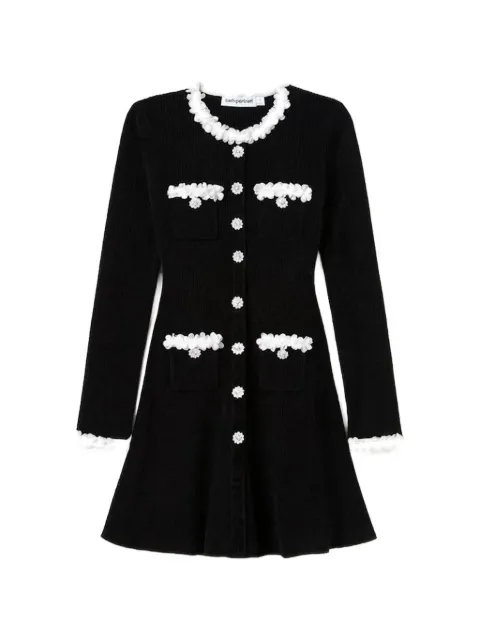 Self-Portrait flower-trim chenille-knit mini dress