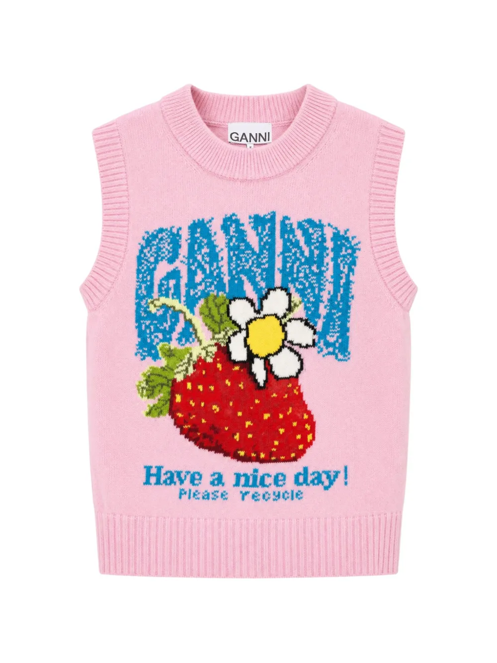 GANNI vest with strawberry - Rosa