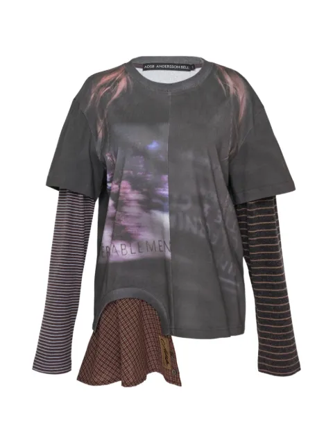 Andersson Bell layered-sleeve graphic-print T-shirt