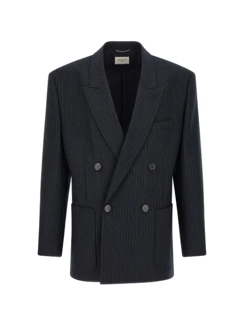 Saint Laurent double-breasted jacket in pin-dot stripe wool gabardine