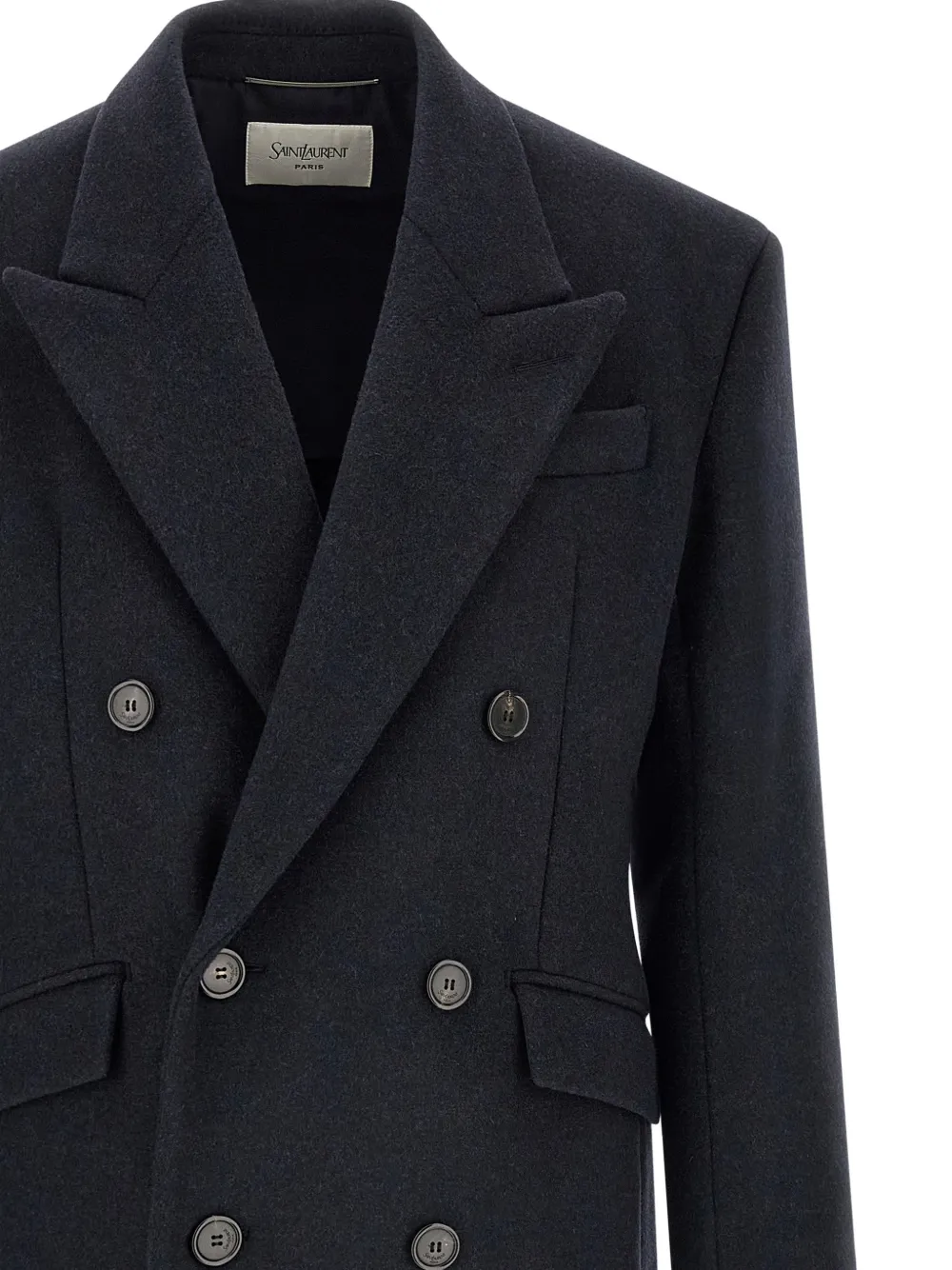 Saint Laurent Lange jas van dubbelzijdig wolvilt Blauw