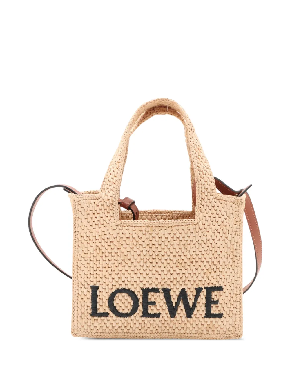 Loewe Pre-Owned 2010-2026 Small Raffia Font Tote satchel - Nude