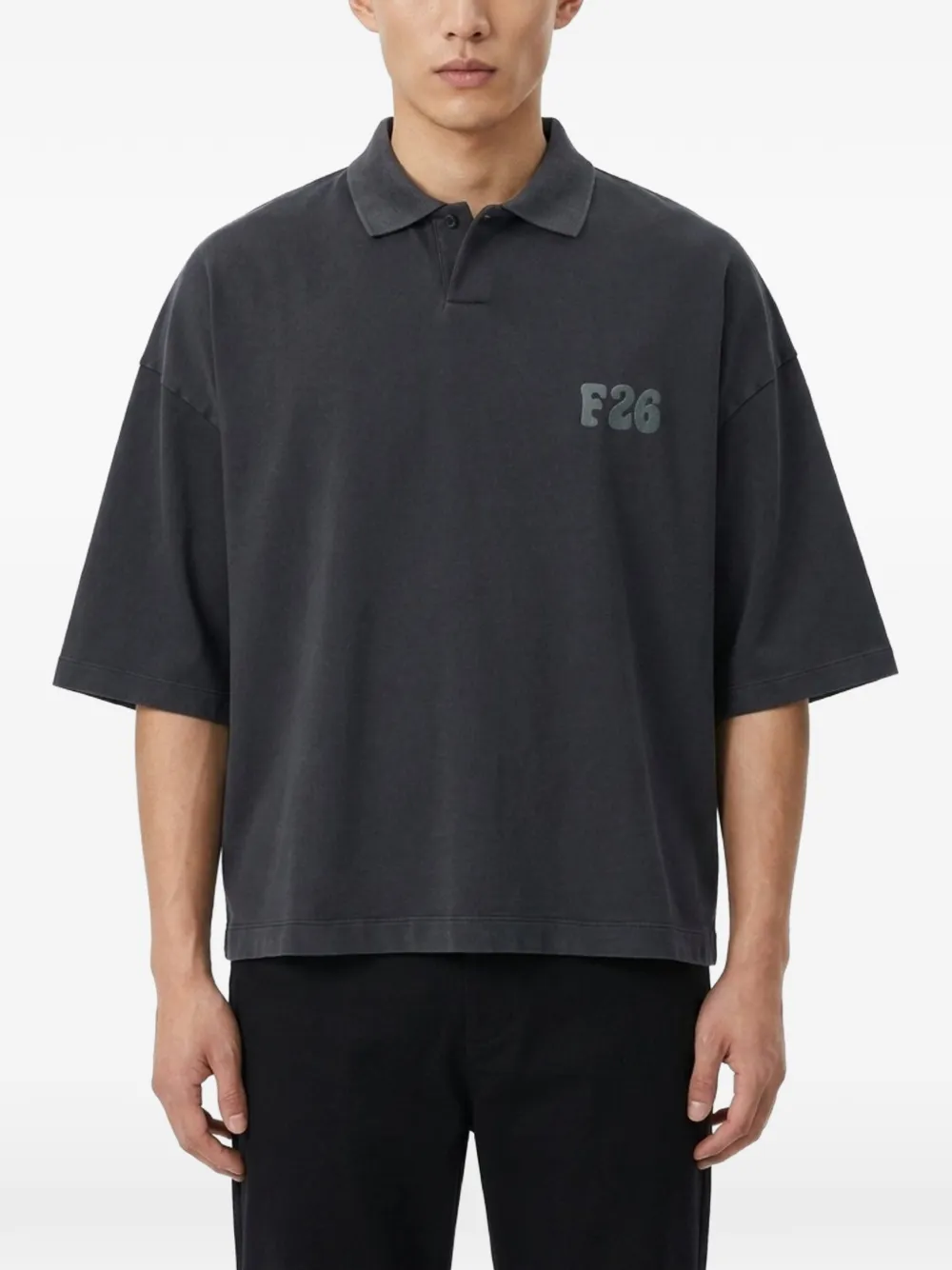 FEAR OF GOD ESSENTIALS Oversized poloshirt met logo-print Zwart