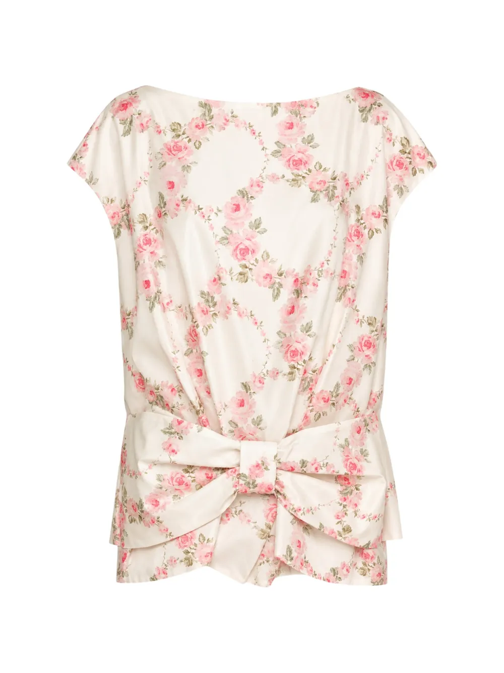 Simone Rocha floral-print bow-detail blouse - Toni neutri