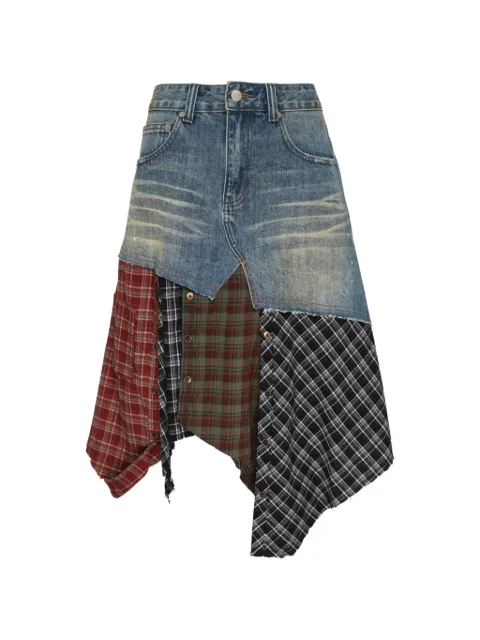 Andersson Bell plaid patchwork midi skirt