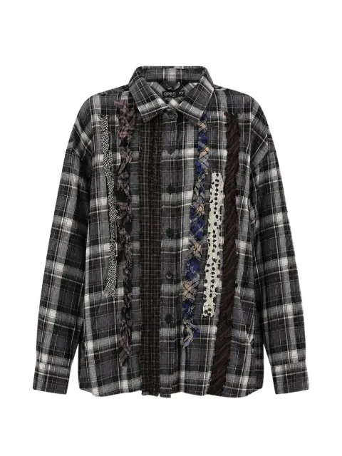 Open YY checkered ruffled shirt
