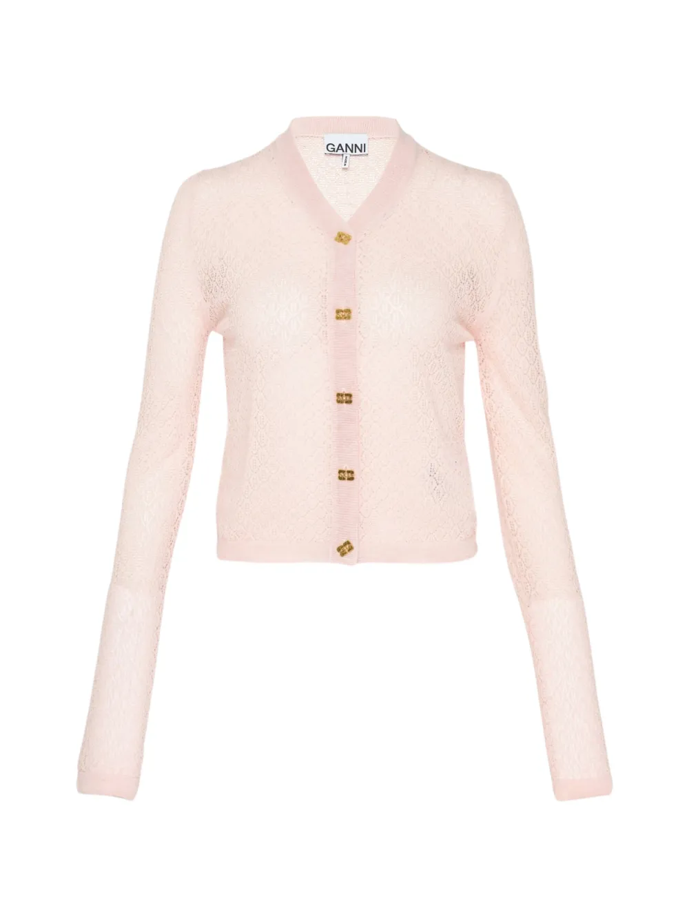 GANNI pointelle-knit cardigan - Rosa