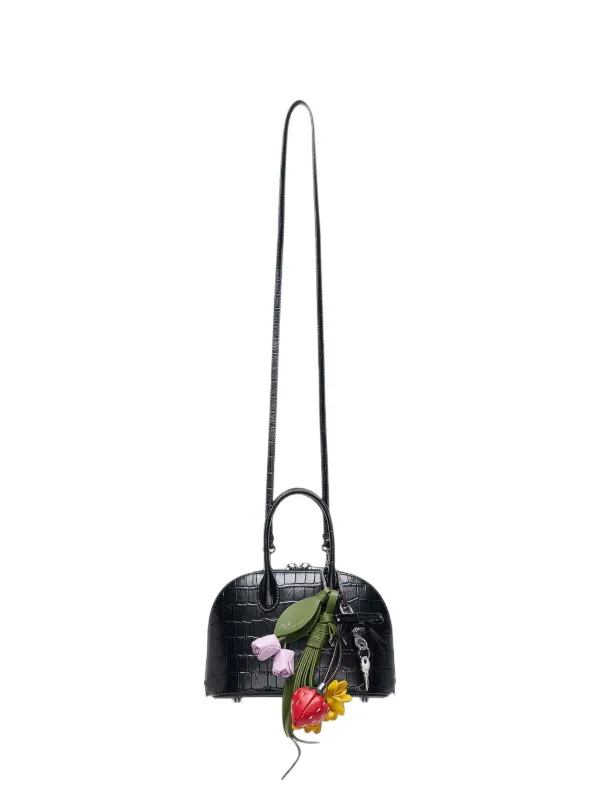 Self-Portrait Crocodile-effect Leather Shoulder Bag in Black
