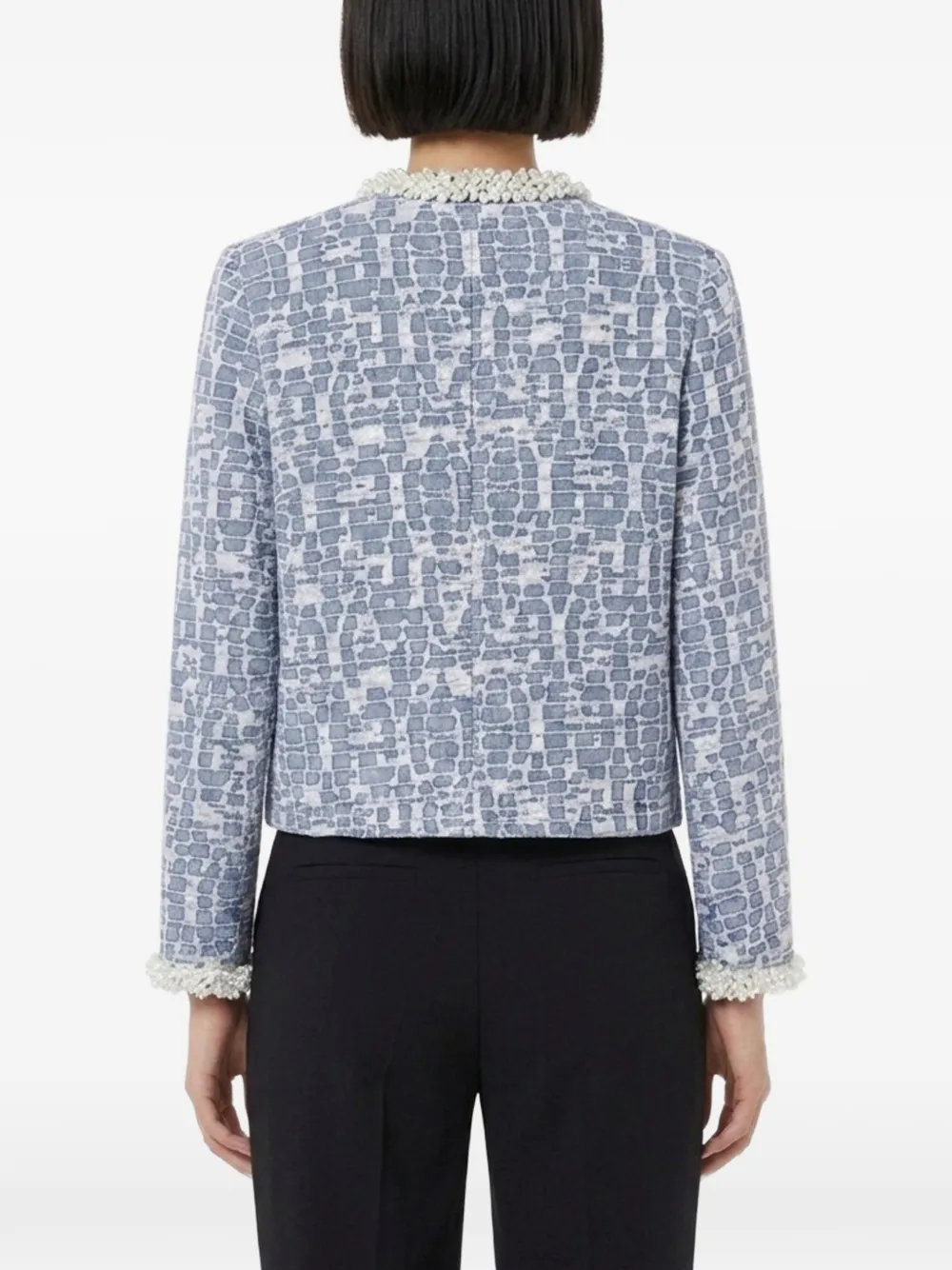 Self-Portrait Textured-finish Denim Jacket in Blue, view 3