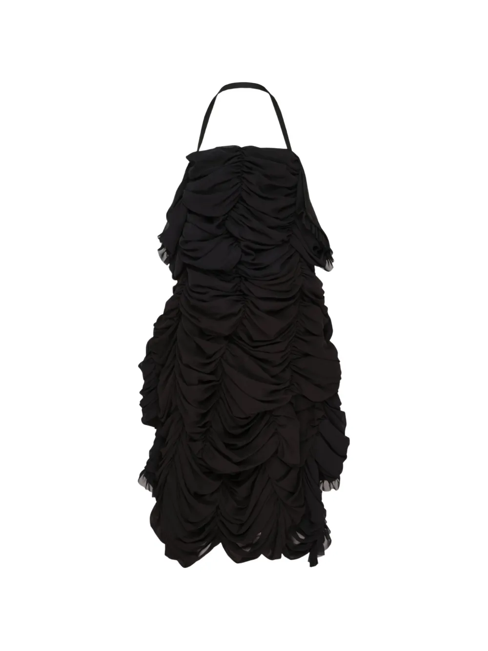 Comme Des Garçons Gelaagde midi-jurk met ruches Zwart