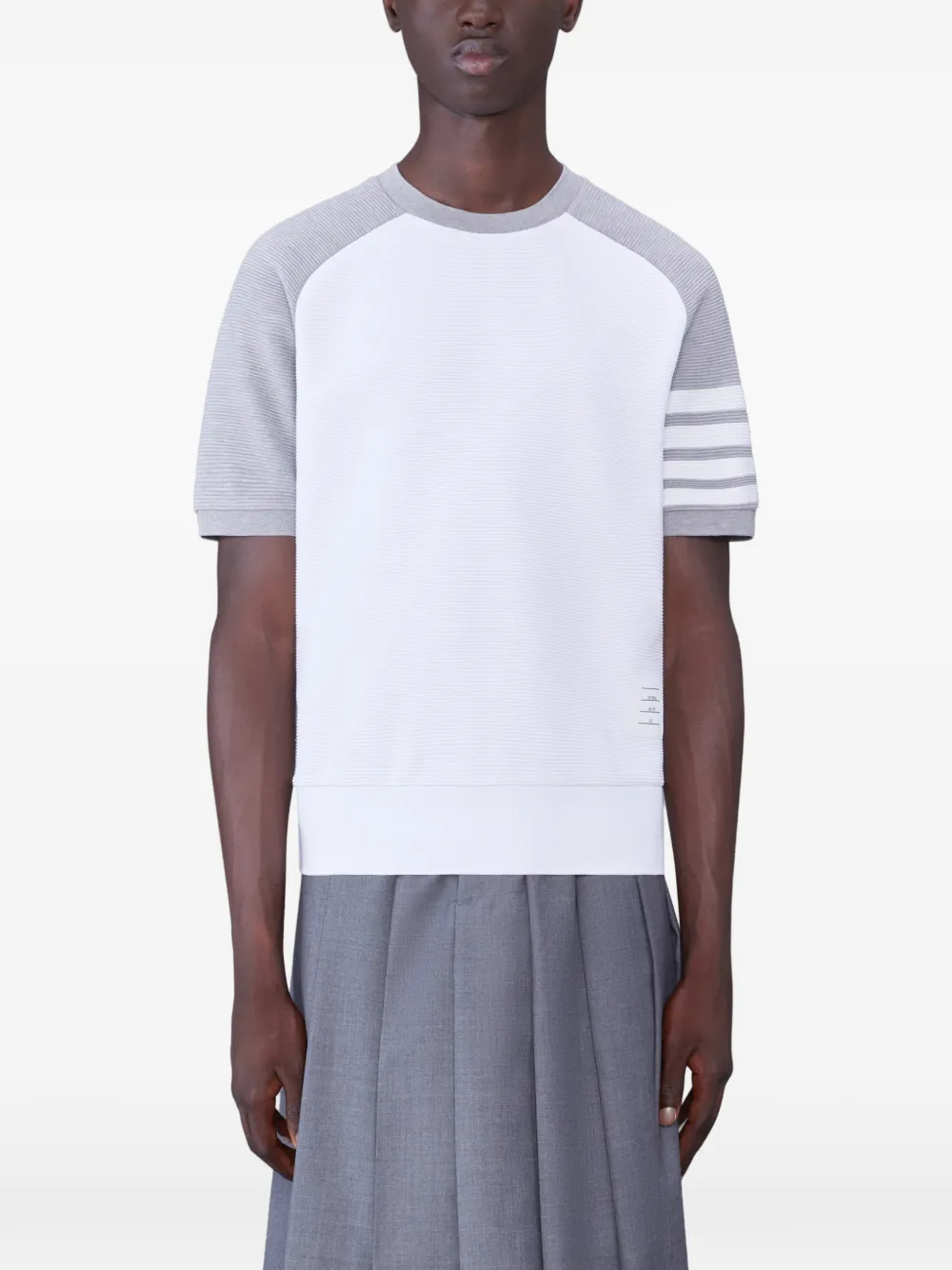 Thom Browne short-sleeve saddle sweatshirt - Bianco